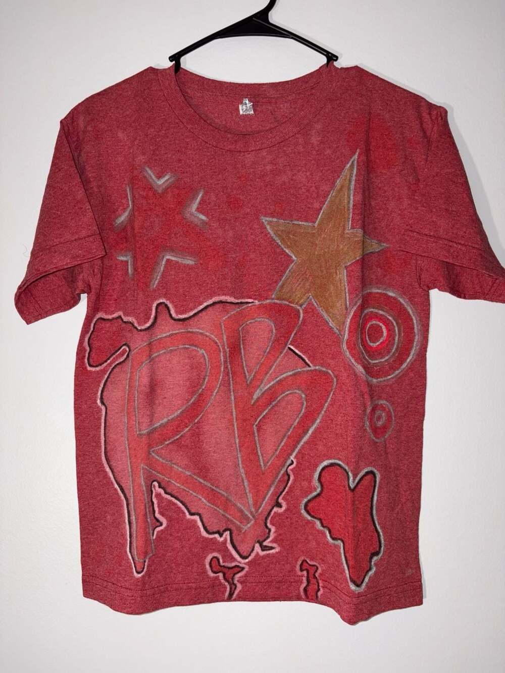 Alstyle Custom 'RB' Star Graphic Red Heather T-Shirt Youth Large